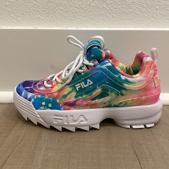 FILA | Woman’s Rainbow Tie Dye Fila Tennis Shoes SIZE: 6 - Picture 2 of 4